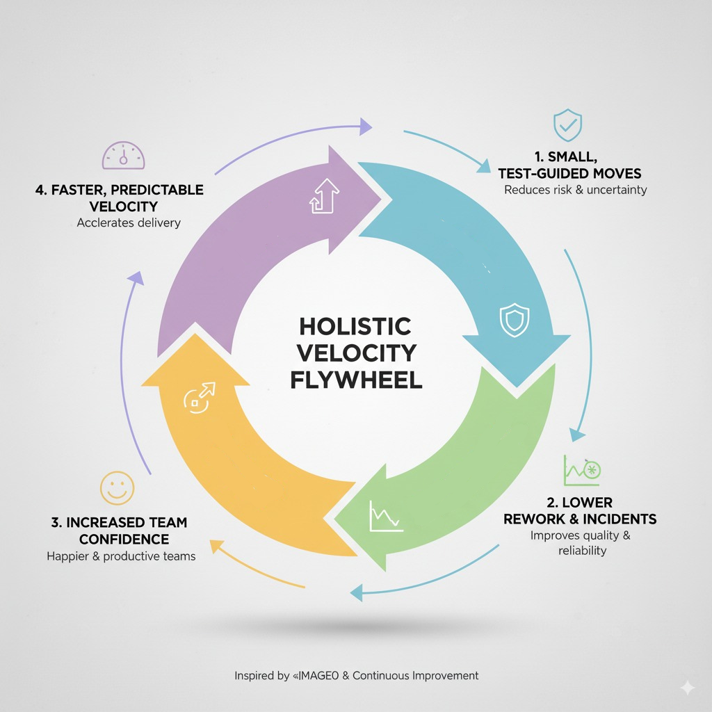 Holistic Velocity Flywheel showing business outcomes